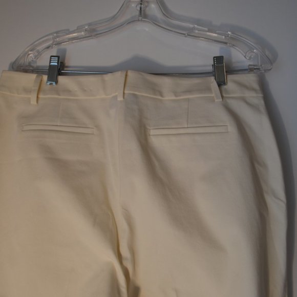 ALFANI Elegant Cream with Brown cuffs Cotton-Rayon Wide Leg Dress Pants Women 12 - Picture 6 of 8